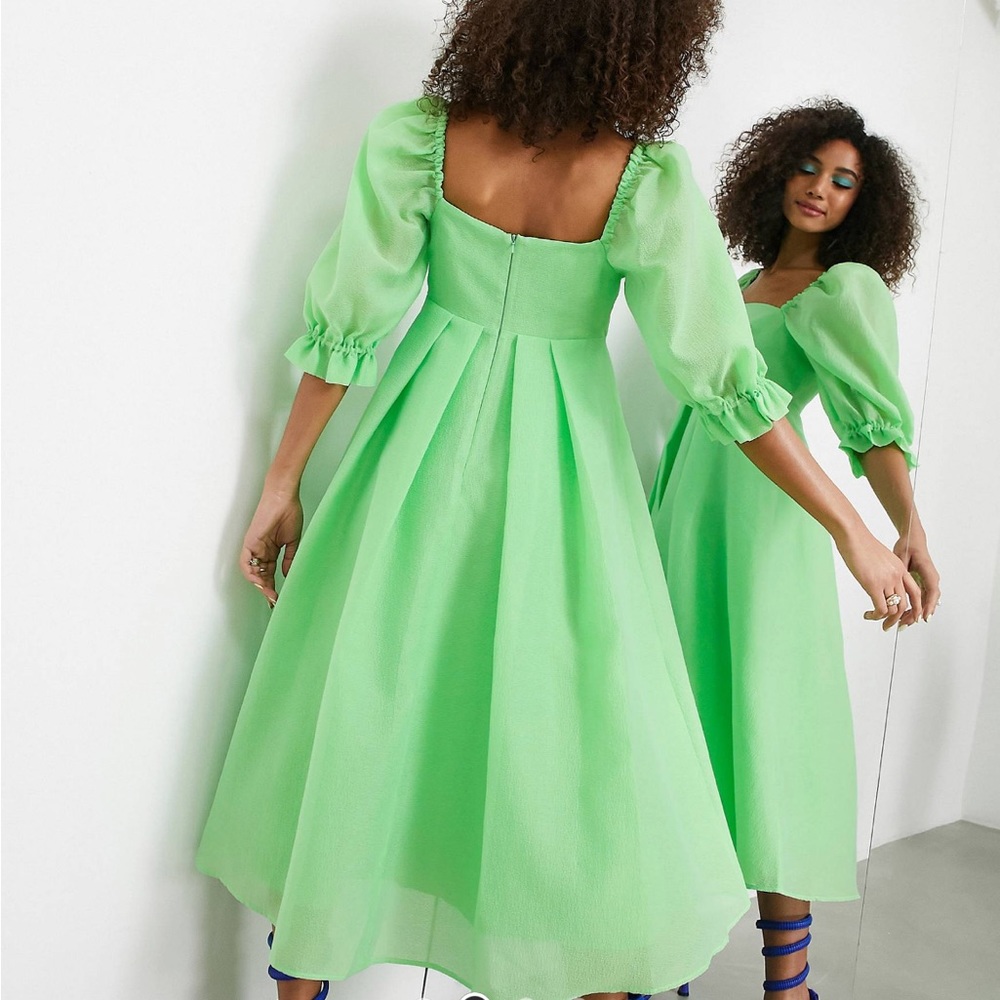 ASOS Edition Organza Green Midi Dress - Picture 3 of 6